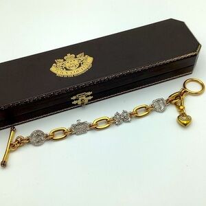 Juicy Couture Rhinestone Book chain  Bracelet Toggle Clasp